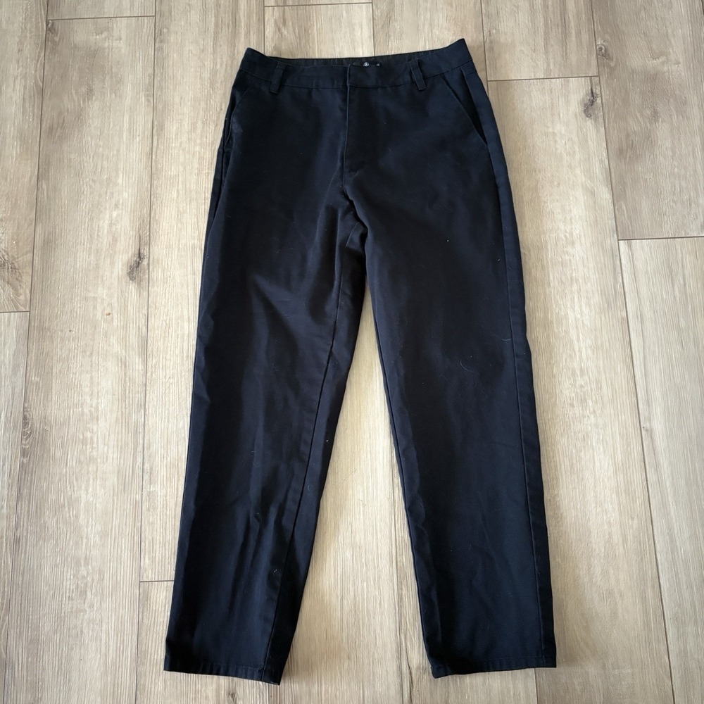 Volcom Pants Women 28x27 Black Flat Front Chino Cotton Performance Blend Outdoor